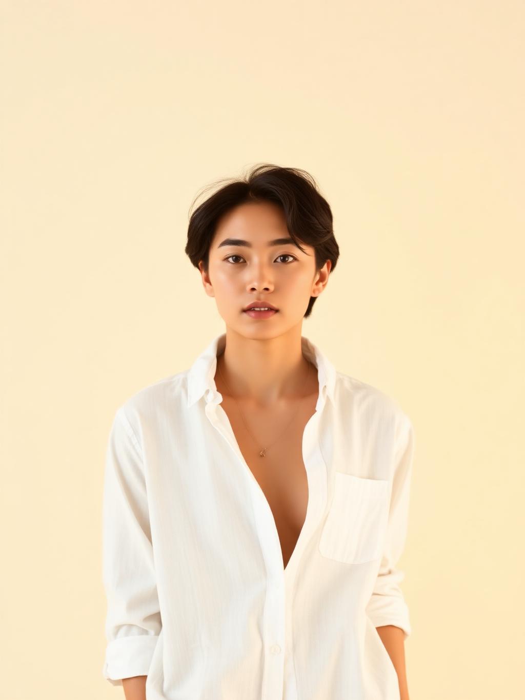 Relaxed Linen-Blend Shirt in Ivory — Casual