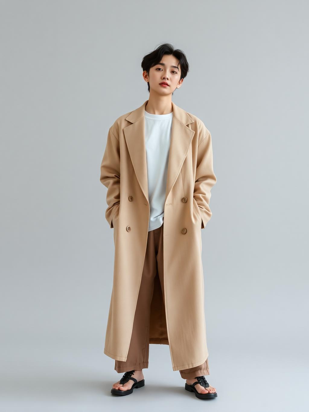 Minimalist Oversized Blazer in Soft Beige — K-Fashion